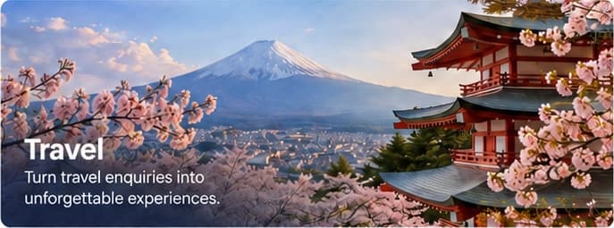 Mount Fuji, cherry blossoms and a Japanese pagoda. Travel: Turn travel enquiries into unforgettable experiences.